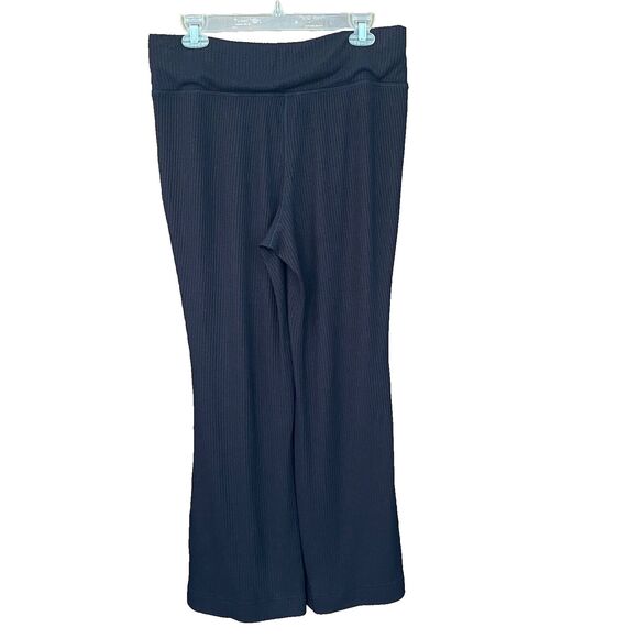 Athleta Wide Leg Flare Pants Womens Large Black Brown Pull On Athleisure - Picture 2 of 7